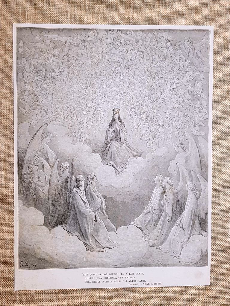 Maria tra gli angeli Divina Commedia Paradiso Incisione di Gustave …