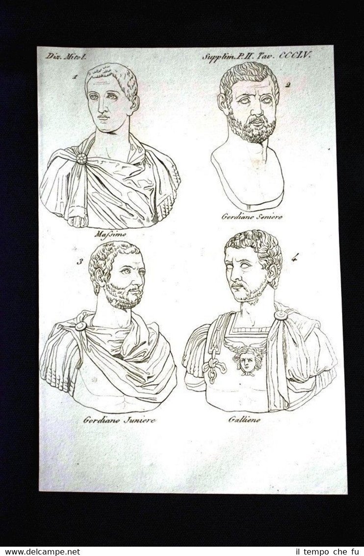 Massimo Gordiano Gallieno Incisione all'acquaforte del 1820 Mitologia Pozzoli