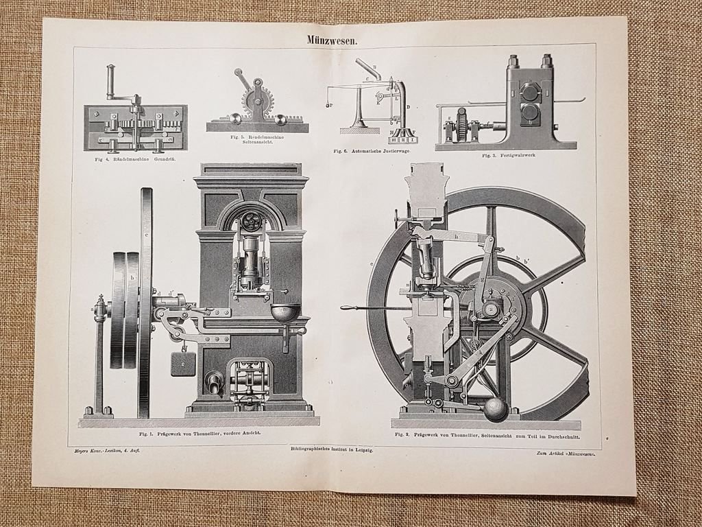 Meccanismo per il conio Invenzione Tavola del 1890