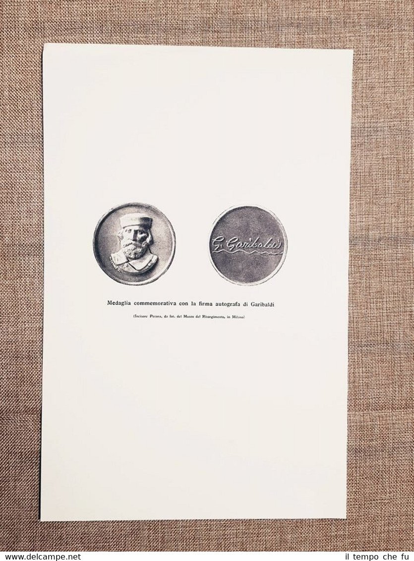 Medaglia commemorativa Garibaldi con firma Incisore Pecora Stampa di fine …