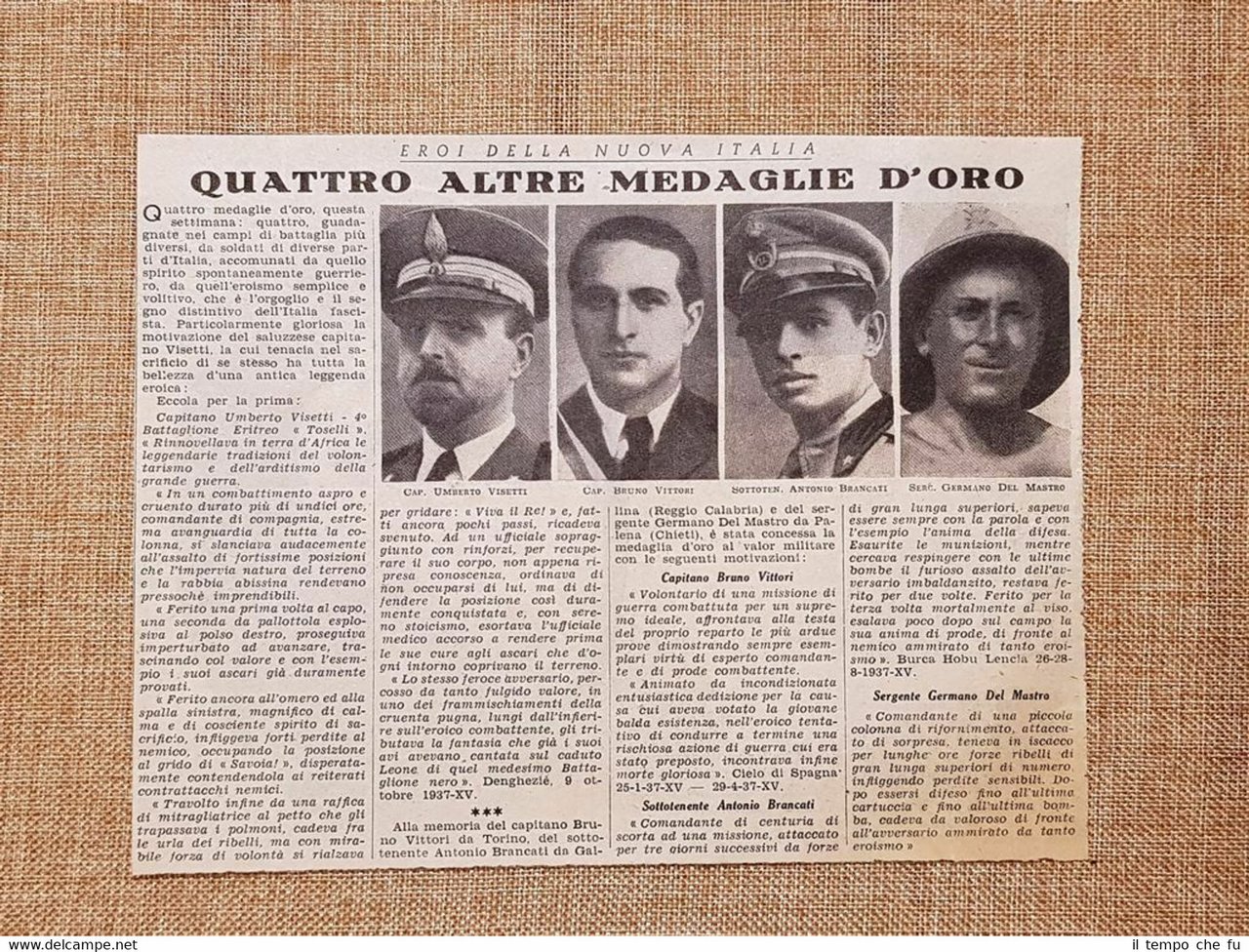 Medaglia oro 1938 Umb. Visetti Bruno Vittori Antonio Brancati Germano …