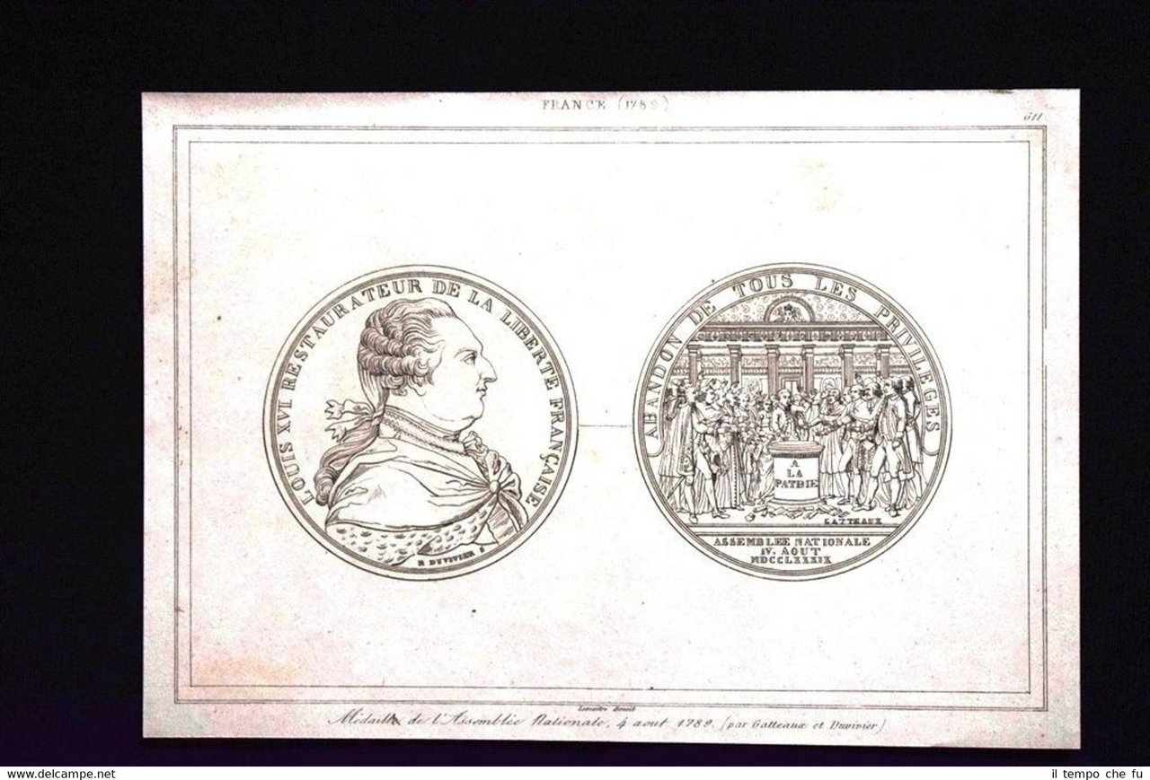 Medaille de Assemblée Nationale,France Incisione del 1850 L'Univers pittoresque