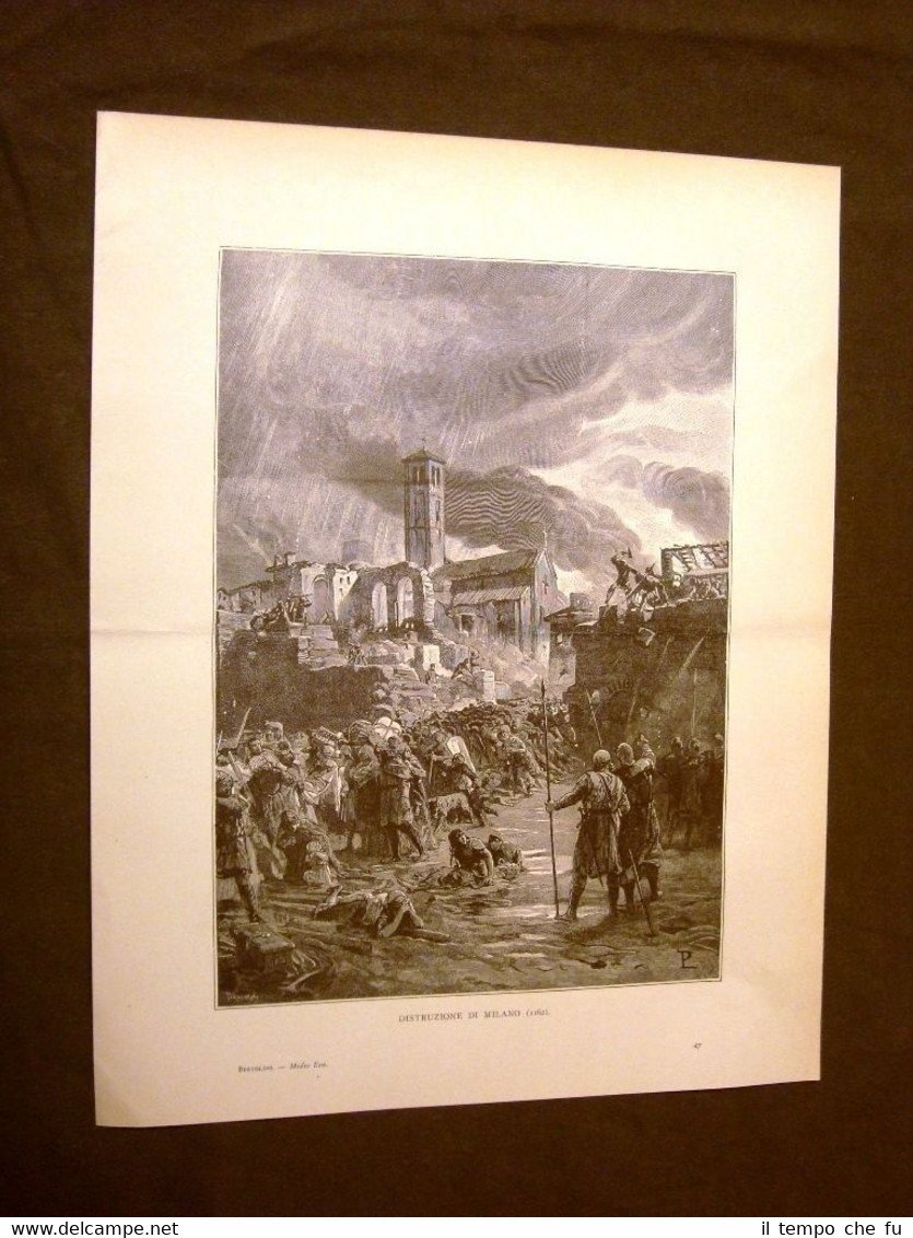 Medioevo d'Italia La distruzione di Milano nel 1162 Incisione di …