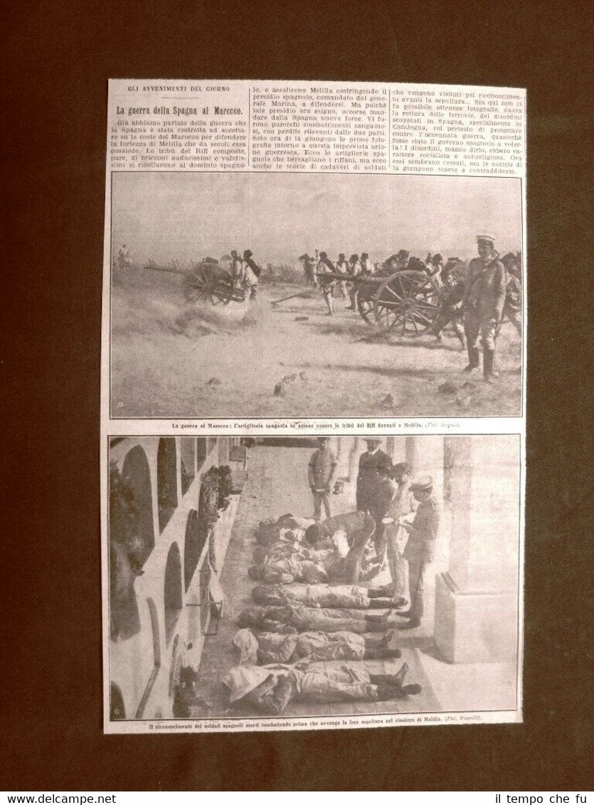 Melilla nel 1909 Guerra ai ribelli Riff Artiglieria spagnola e …
