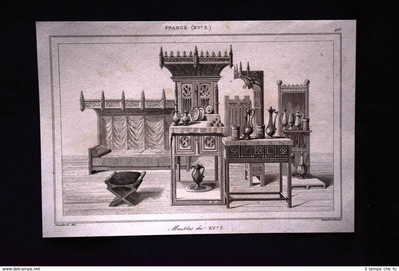 Meubles du XV siecle, France Incisione del 1850 L'Univers pittoresque | Immagine principale