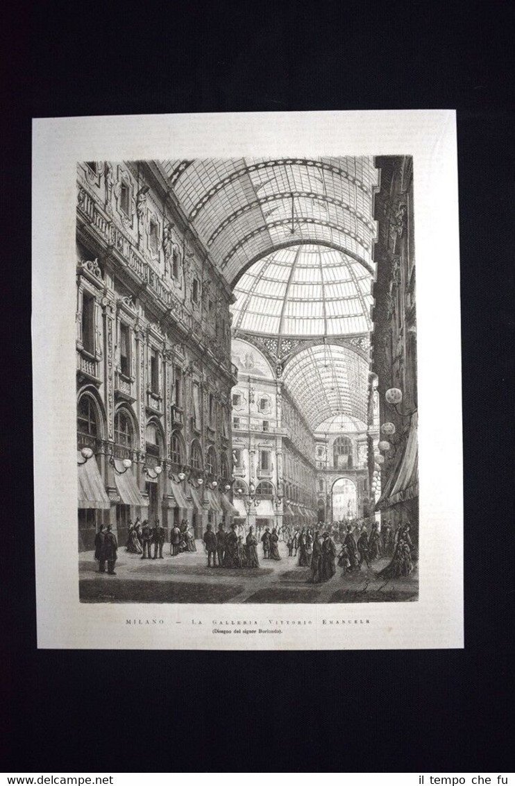 Milano - La Galleria Vittorio Emanuele Incisione del 1876
