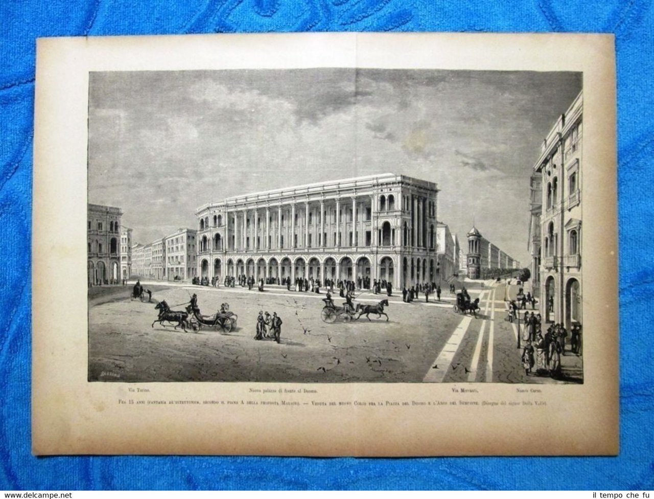 Milano 1882 - Veduta del nuovo Corso fra Piazza del …