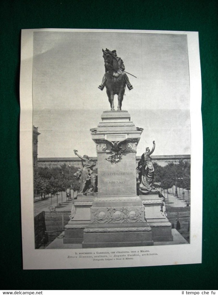 Milano 1895, inaugurazione del Monumento a Garibaldi, scultore E. Ximenes
