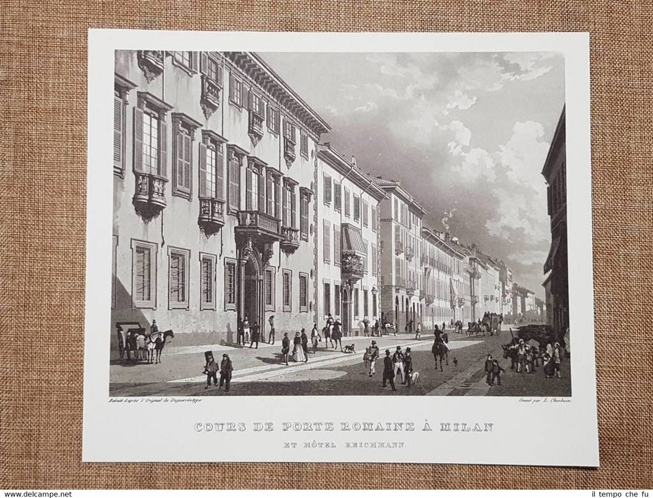 Milano Il Corso di Porta Romana Incisione di L. Cherbuin …