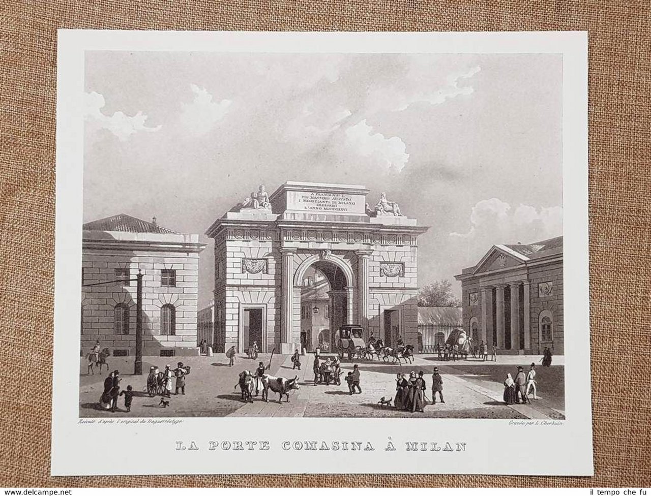Milano La Porta Comasina Lombardia Incisione di L. Cherbuin del …