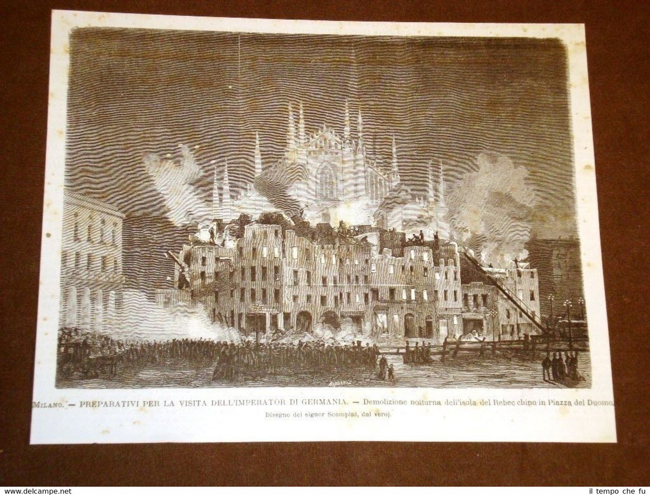 Milano nel 1875 Visita dell'Imperatore Guglielmo I Germania Isola Rebecchino