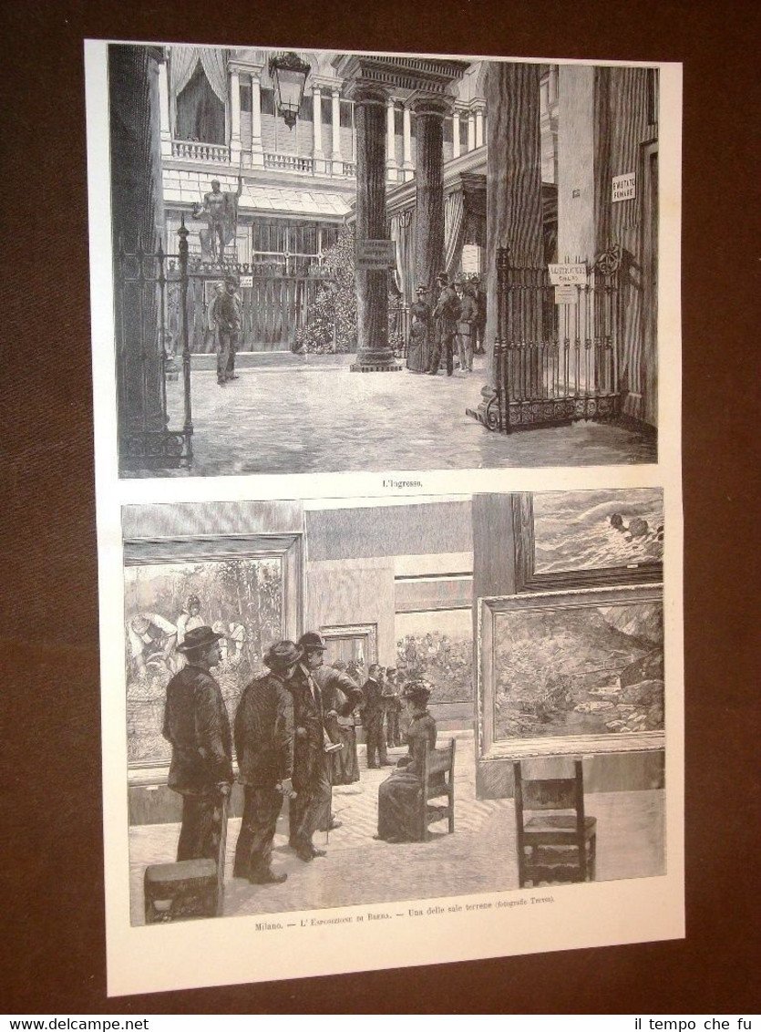 Milano nel 1891 Esposizione di Belle Arti di Brera Ingresso e una sala