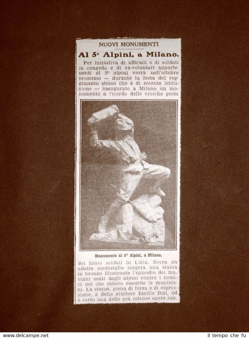 Milano nel 1914 Monumento al 5° Alpini Scultore Emilio Bizi …