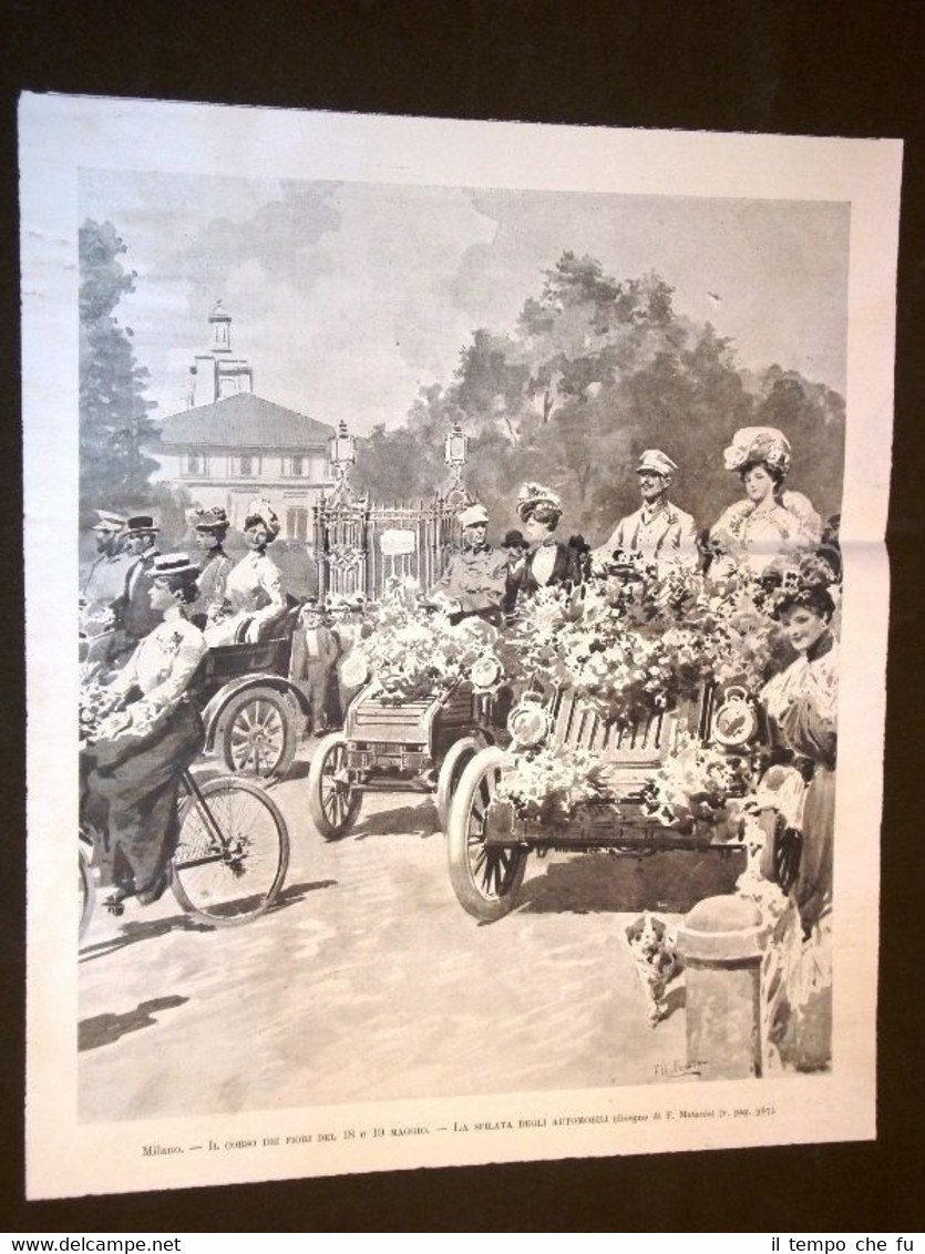 Milano Sfilata delle Automobili del 1901 Corso dei Fiori