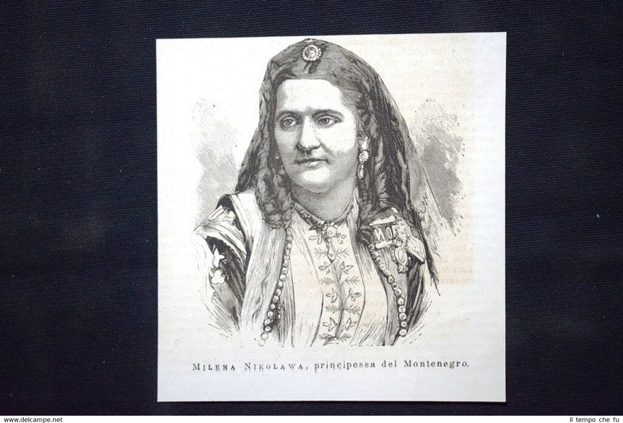 Milena Nikolawa, principessa del Montenegro Incisione del 1876