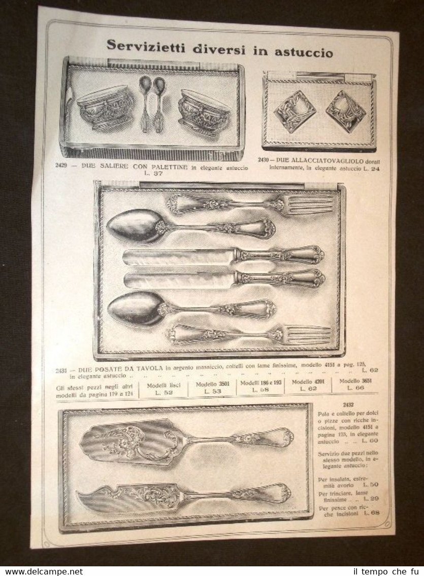 Moda e Costume Catalogo d'Epoca Servizi d'argento in astuccio
