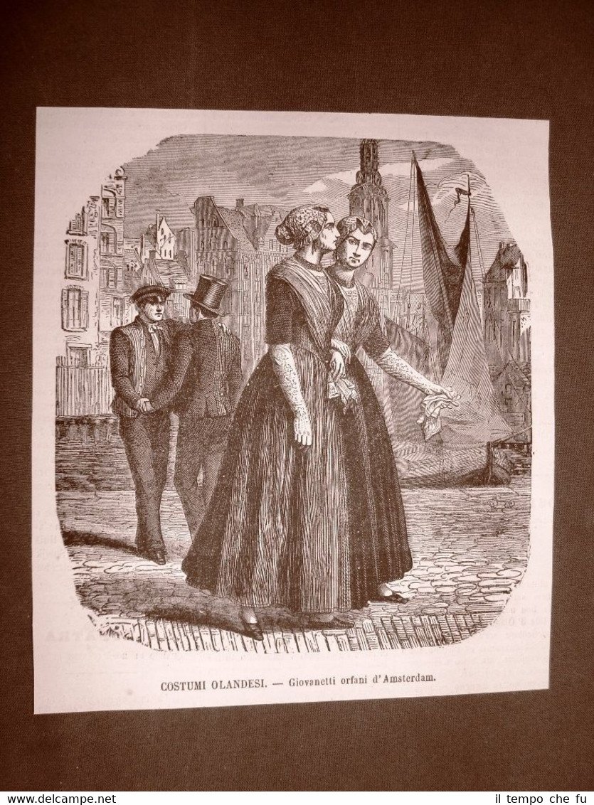 Moda e costume Giovani orfani d'Amsterdam nel 1866 Olanda o …
