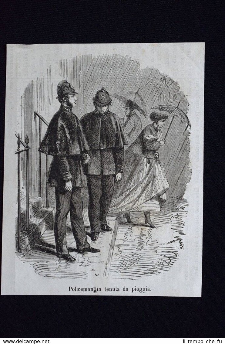 Moda e costume-Poliziotti in tenuta da pioggia,in Inghilterra Incisione del …