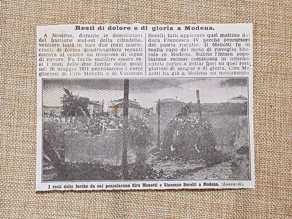 Modena nel 1914 Le forche da cui penzolarono Ciro Menotti …