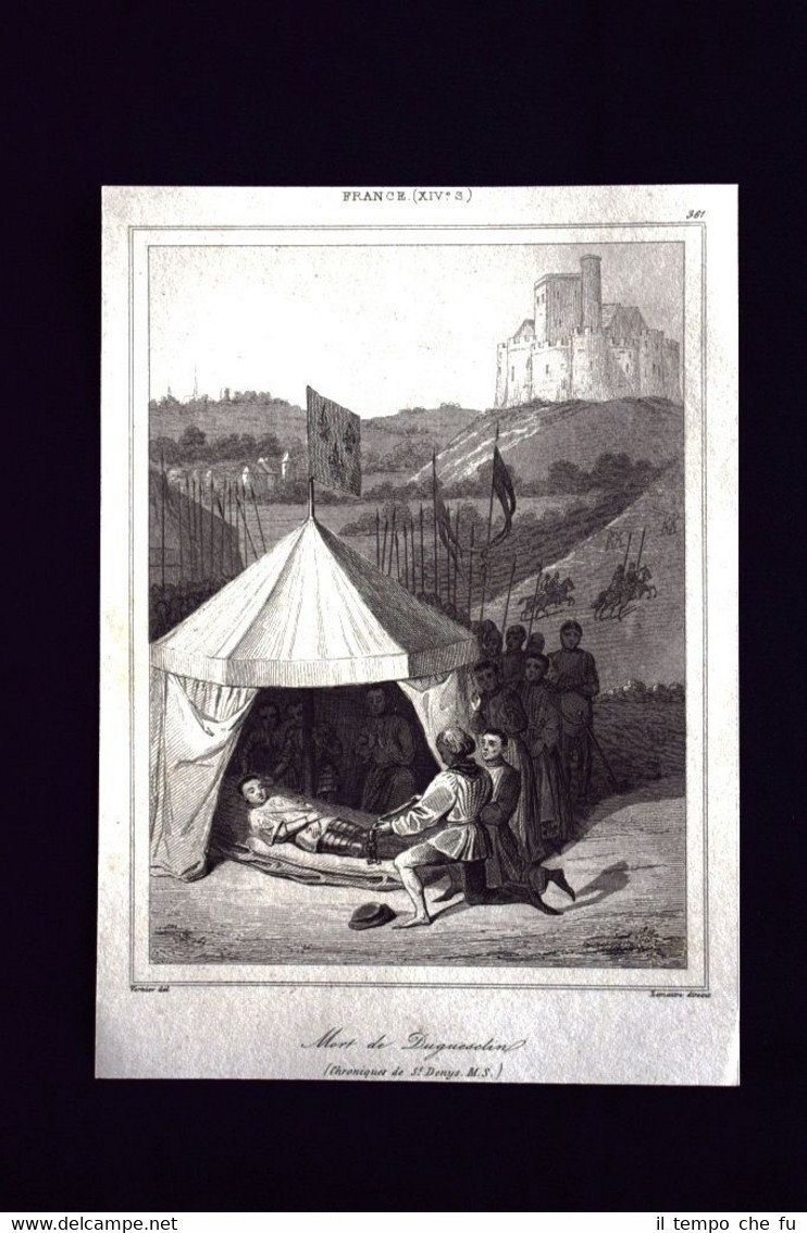 Mort de Bertrand du Guesclin, France Incisione del 1850 L'Univers …