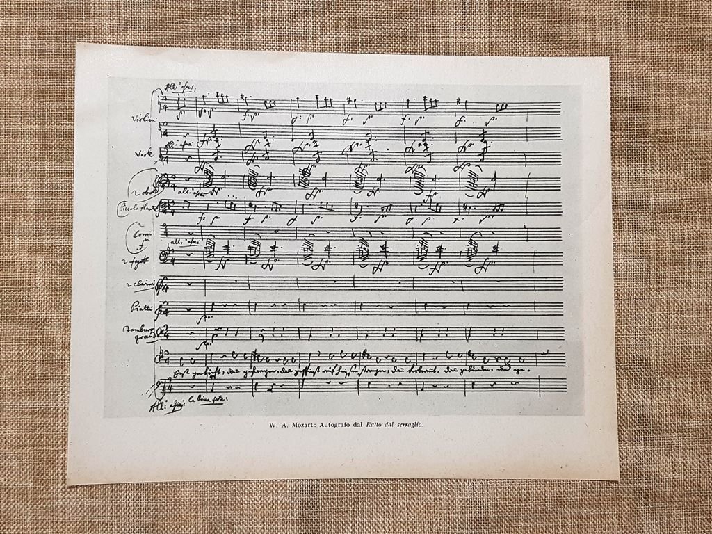 Mozart Autografo Ratto dal Serraglio 1782 Musica Storica Stampa del …