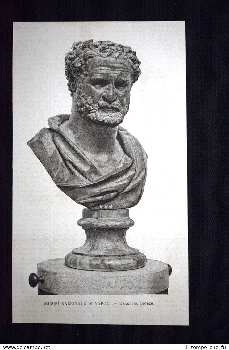 Museo Nazionale di Napoli - Eraclito, bronzo Incisione del 1876