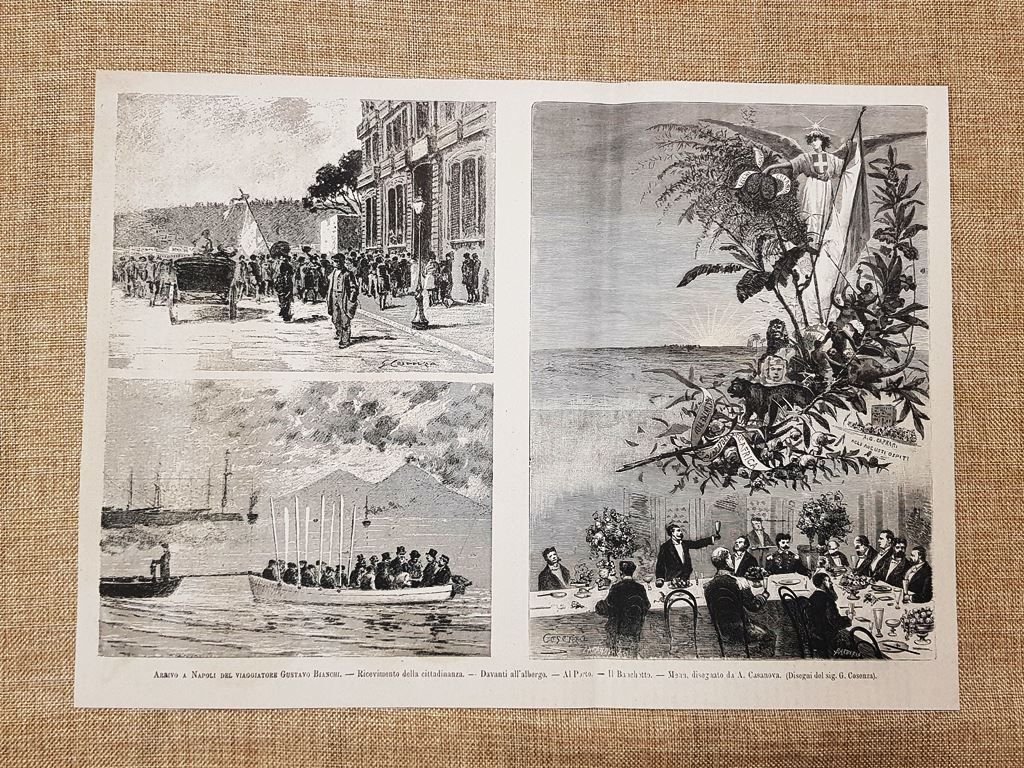 Napoli nel 1881 Arrivo dell'esploratore Gustavo Bianchi Disegno di G. …