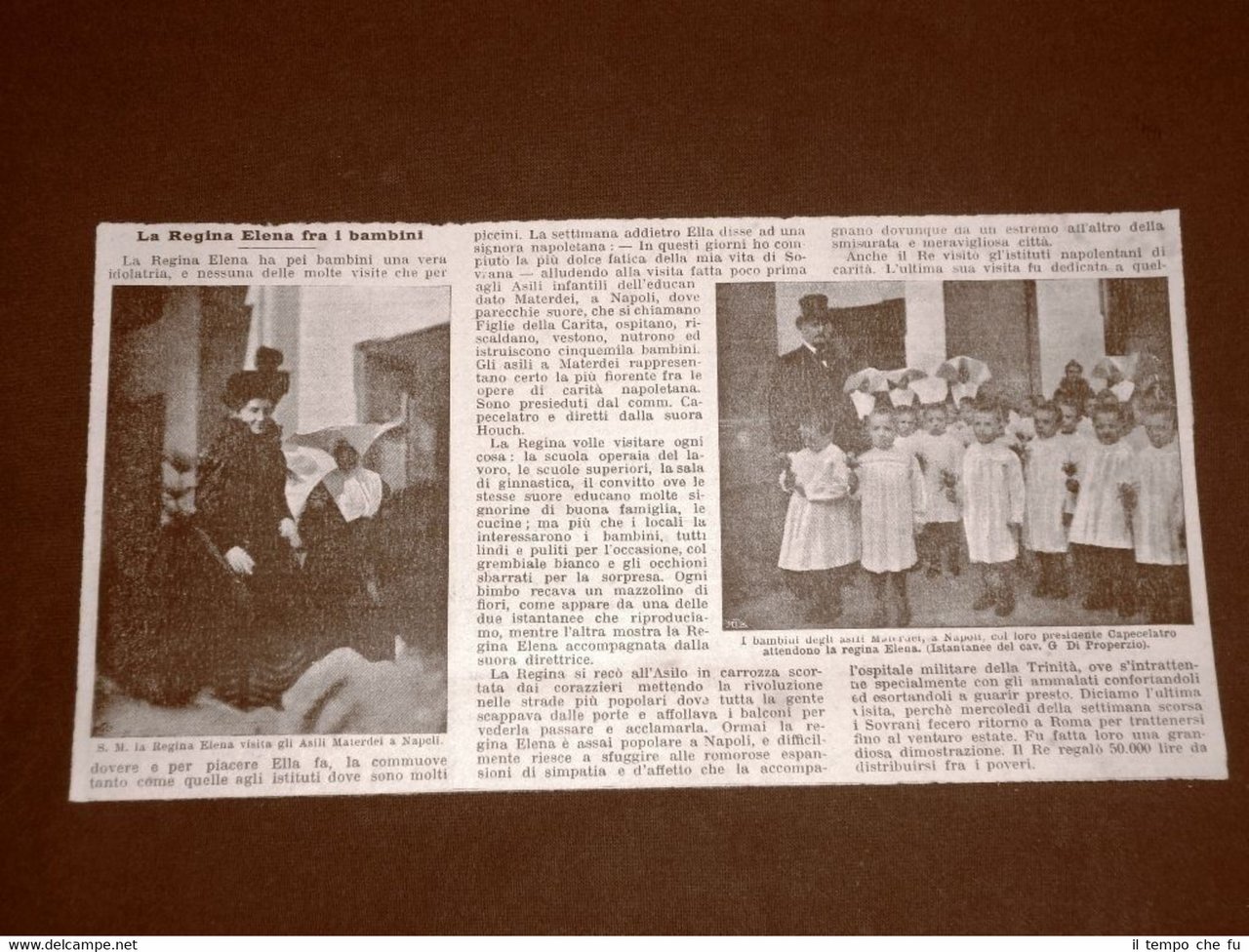 Napoli nel 1901 La Regina Elena del Montenegro agli asili …
