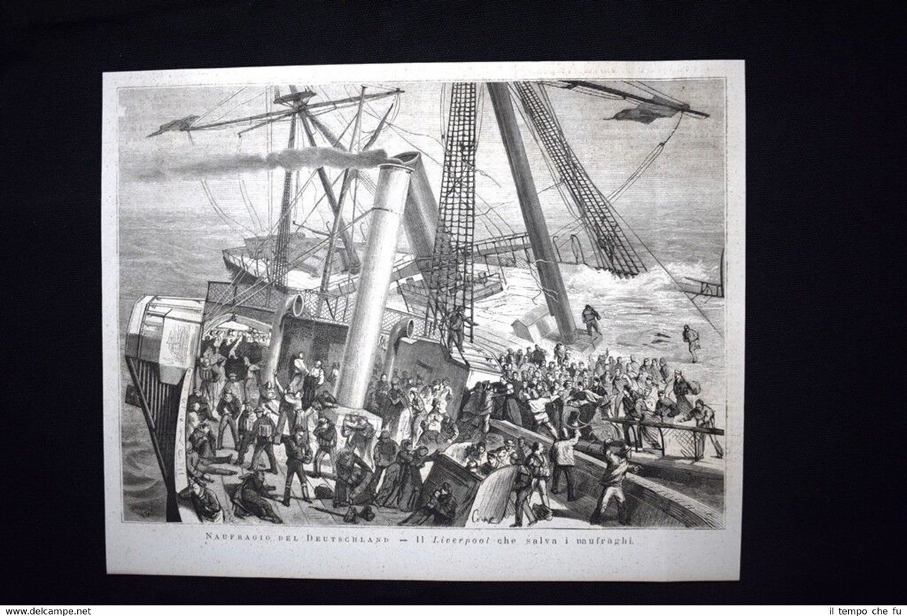 Naufragio del Deutschland-Il Liverpool che salva i naufraghi Incisione del …
