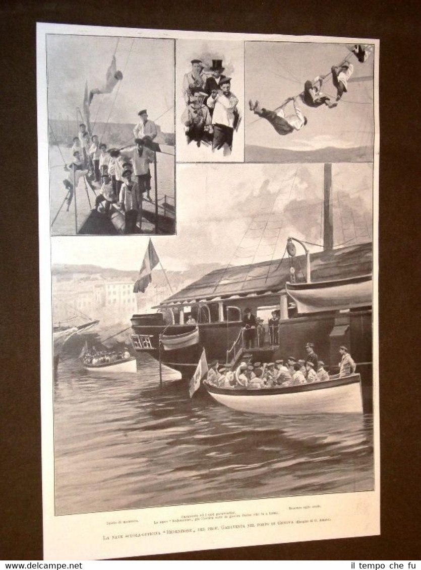 Nave scuola Redenzione del Prof.Garaventa Porto di Genova 1906 + …