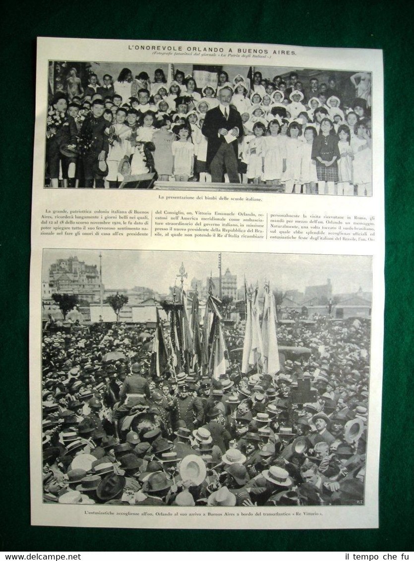 Nel 1921 on. Orlando a Buenos Aires on. Belfor del …