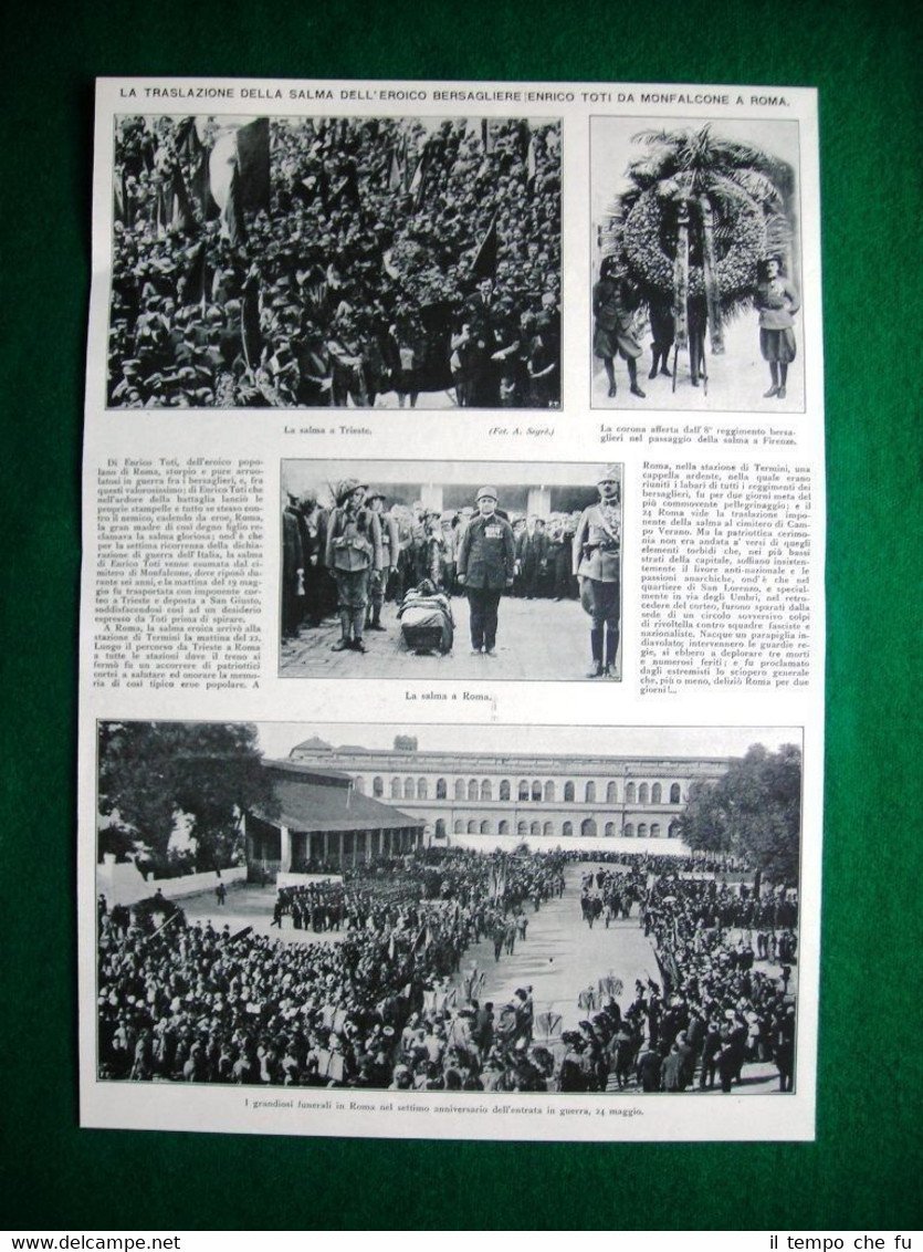 Nel 1922 Roma salma bersagliere E. Toti, Trieste, Duca D'Aosta …