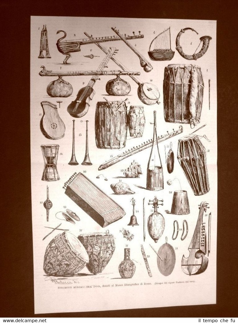 Nel Museo etnografico di Roma nel 1877 Strumenti musicali dell'India …
