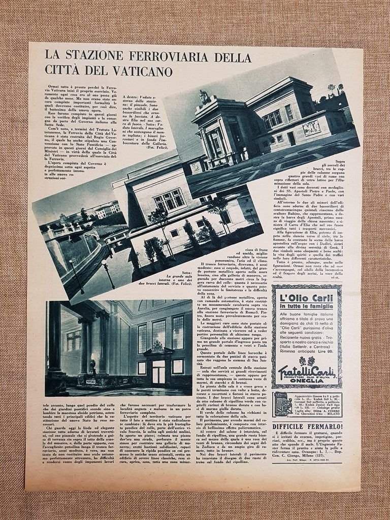 Nella Città del Vaticano negli anni 30 La stazione ferroviaria …