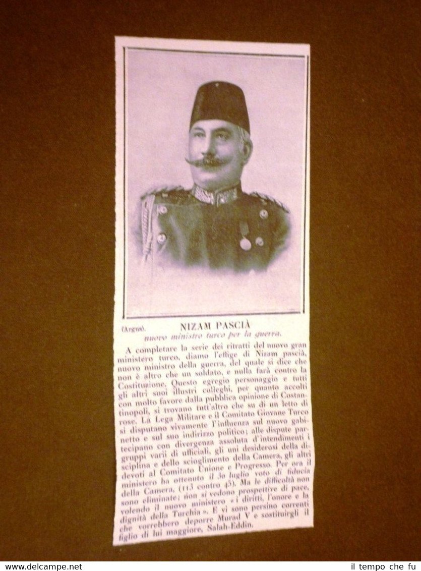 Nizam Pascià nel 1912 Ministro della guerra in Turchia