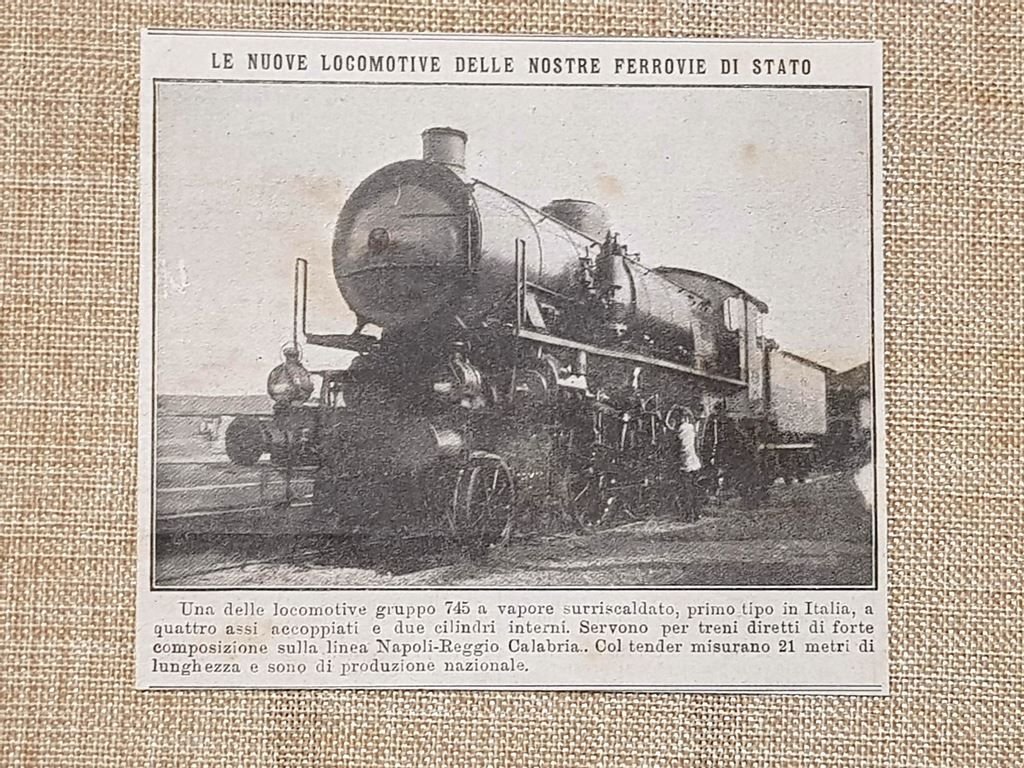 Nuova locomotiva 745 a vapore surriscaldato 1914 Linea Napoli - …