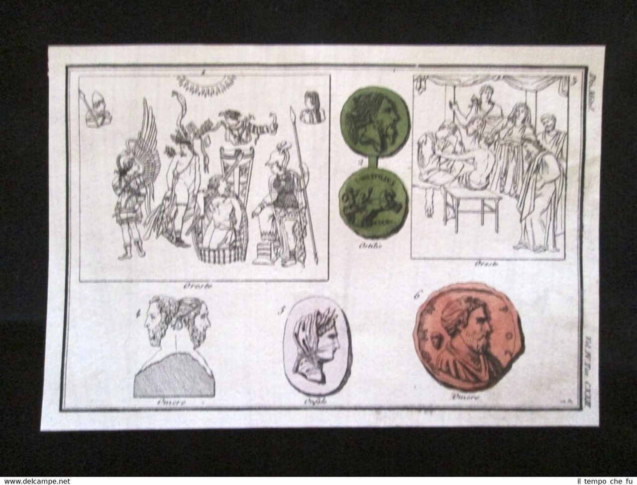 Oreste, Omero, Onfale Incisione colorata a mano del 1820 Mitologia … | Immagine principale