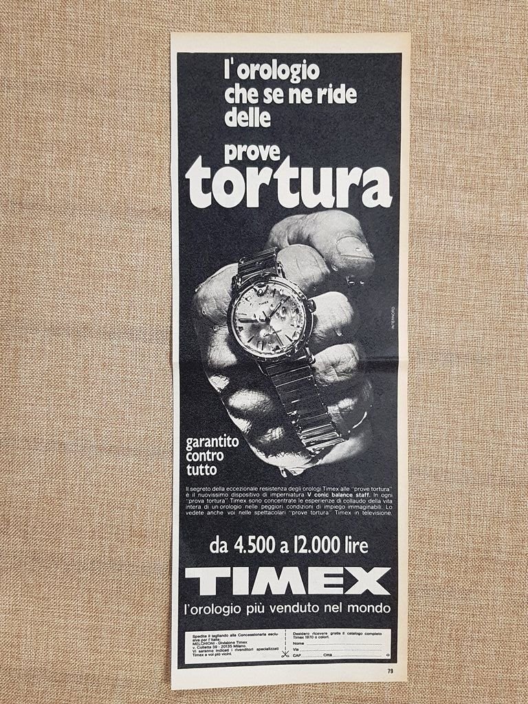 Orologio TIMEX Il più venduto al mondo Pubblicità vintage anni …