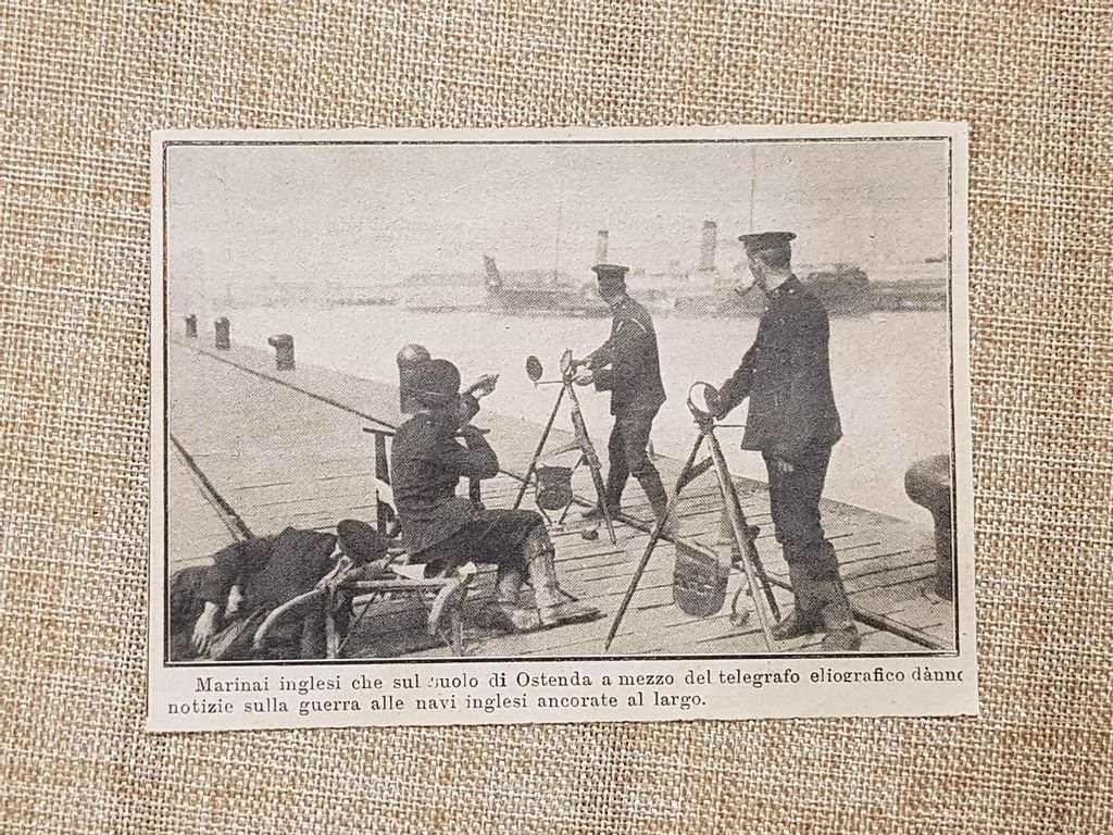 Ostenda nel 1914 Marinai Inglesi telegrafo eliografico Belgio Prima Guerra …
