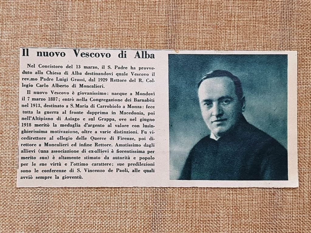 Padre Luigi Grassi Nominato Vescovo di Alba il 13 marzo …
