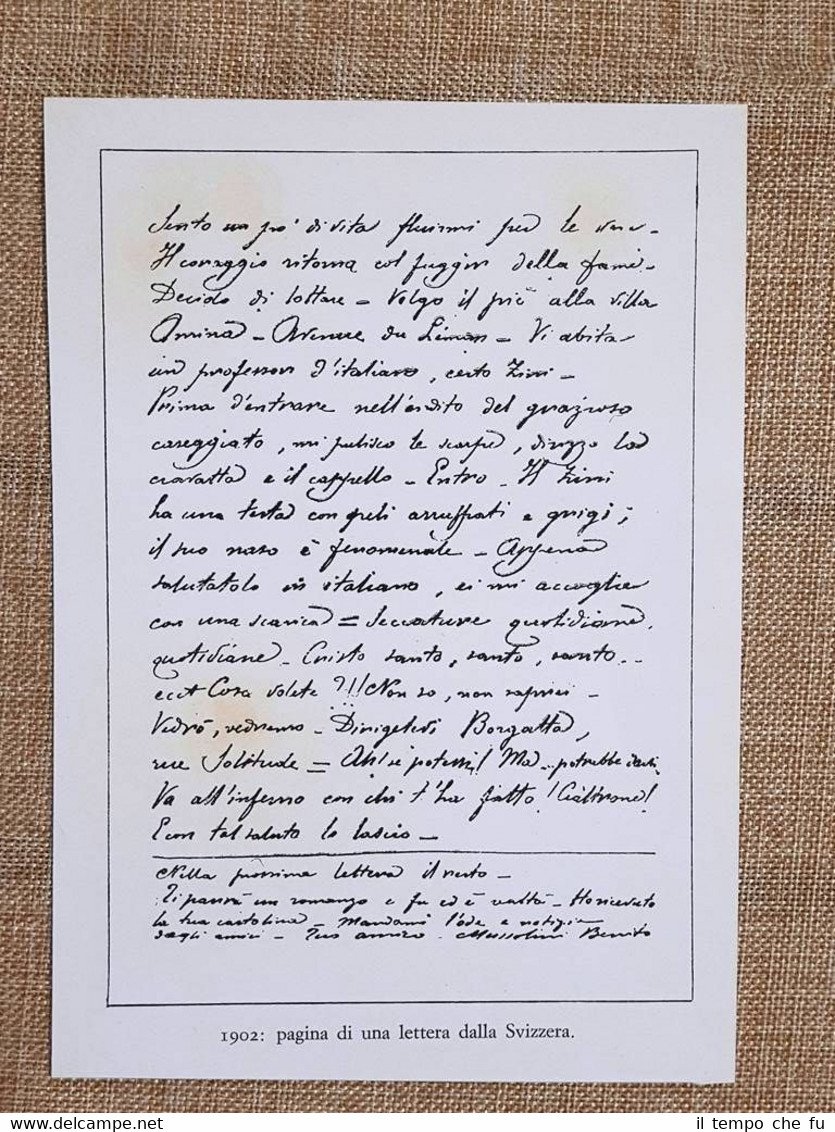 Pagina di una lettera scritta dalla Svizzera dal Duce Benito …