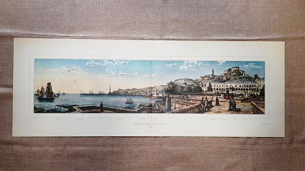 Panorama Genova Ovest Terrazzo Doria Fassolo Chapuy Aulaire 1828-1848 Ristampa