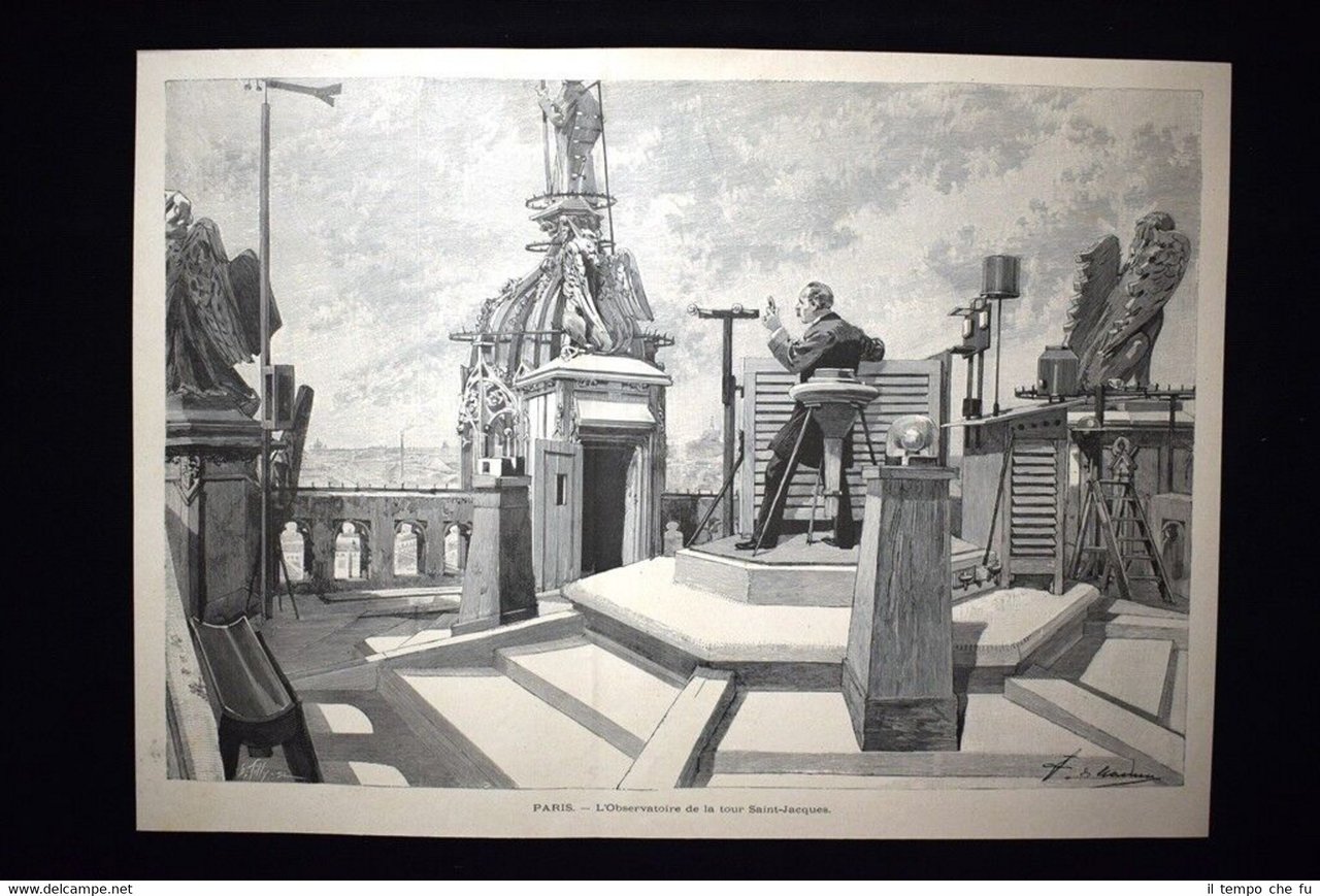Parigi - L'Osservatorio della torre San Giacomo Incisione del 1894
