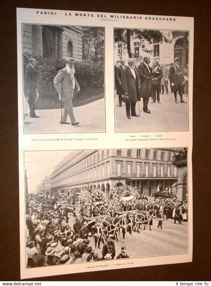 Parigi 10 giugno 1909 Morte del milionario Chauchard Funerali + …