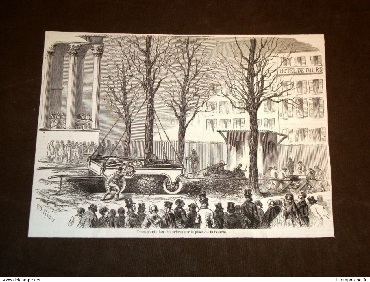 Parigi nel 1858 Estirpazione degli alberi nella piazza della Borsa