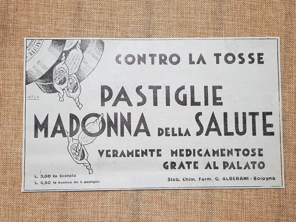 Pastiglie Madonna della salute Alberani Bologna Pubblicità degli inizi del …