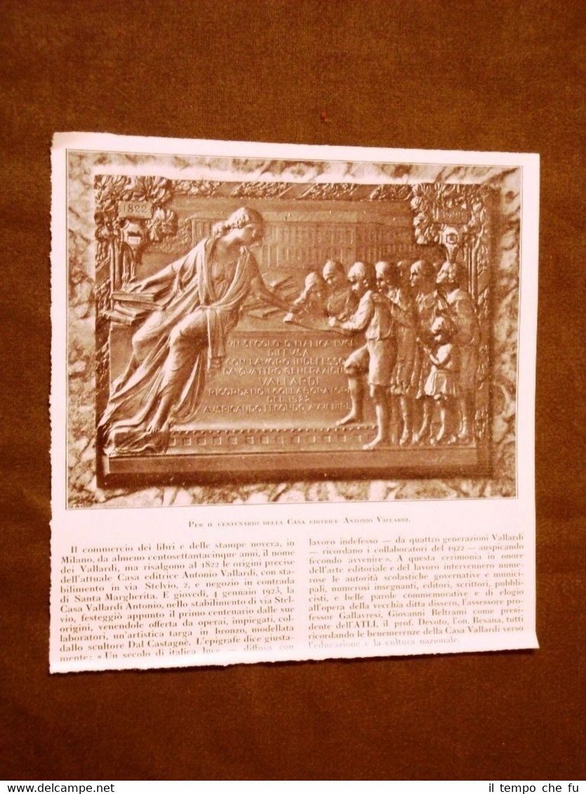 Per i 100 anni della Casa editrice Antonio Vallardi nel …