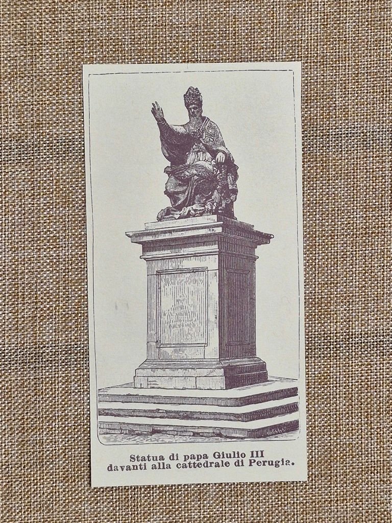 Perugia nell'800 Statua di Papa Giulio III davanti la Cattedrale … | Immagine principale