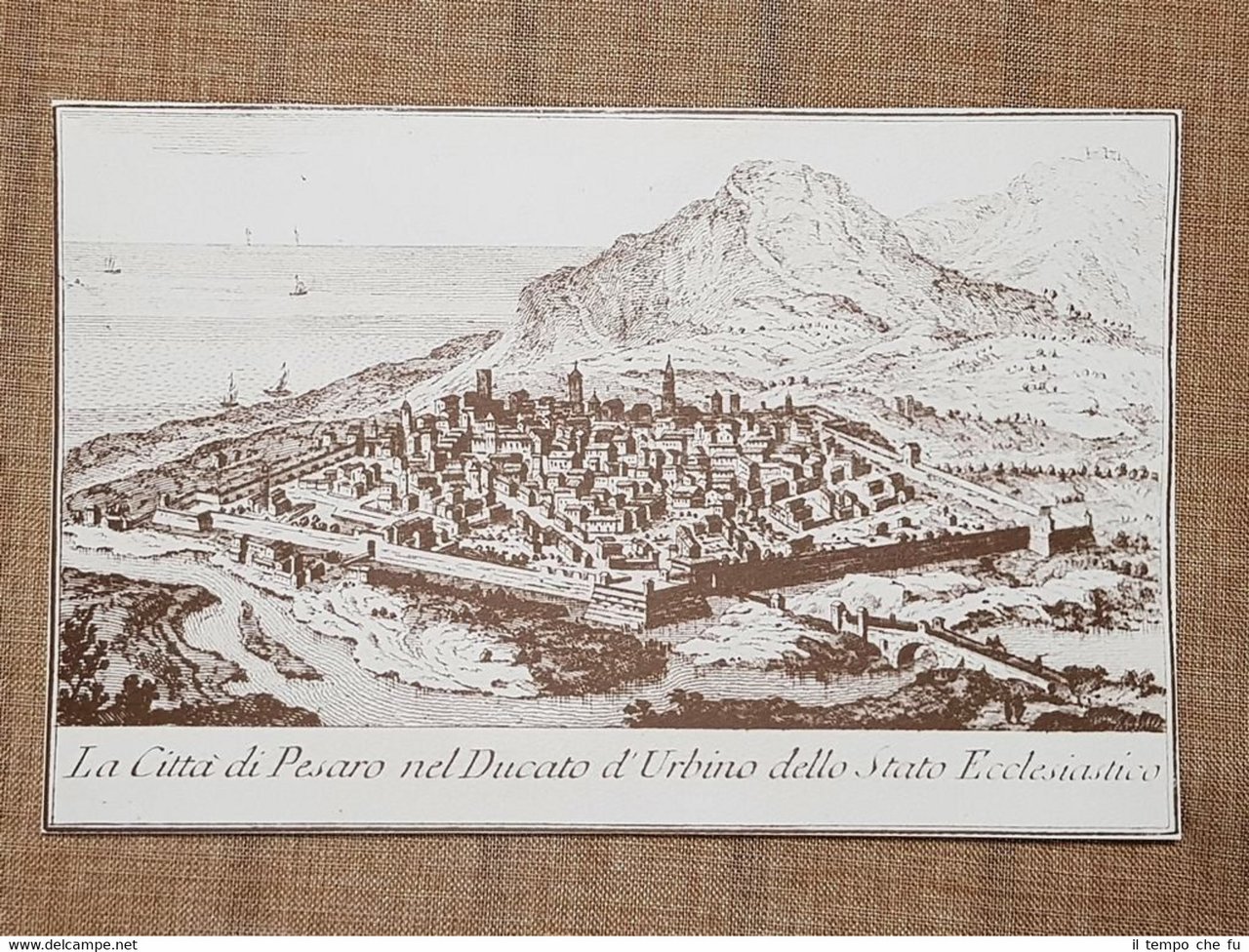 Pesaro nel Ducato d'Urbino Stato Ecclesiastico 1757 Salmon Litografia Ristampa
