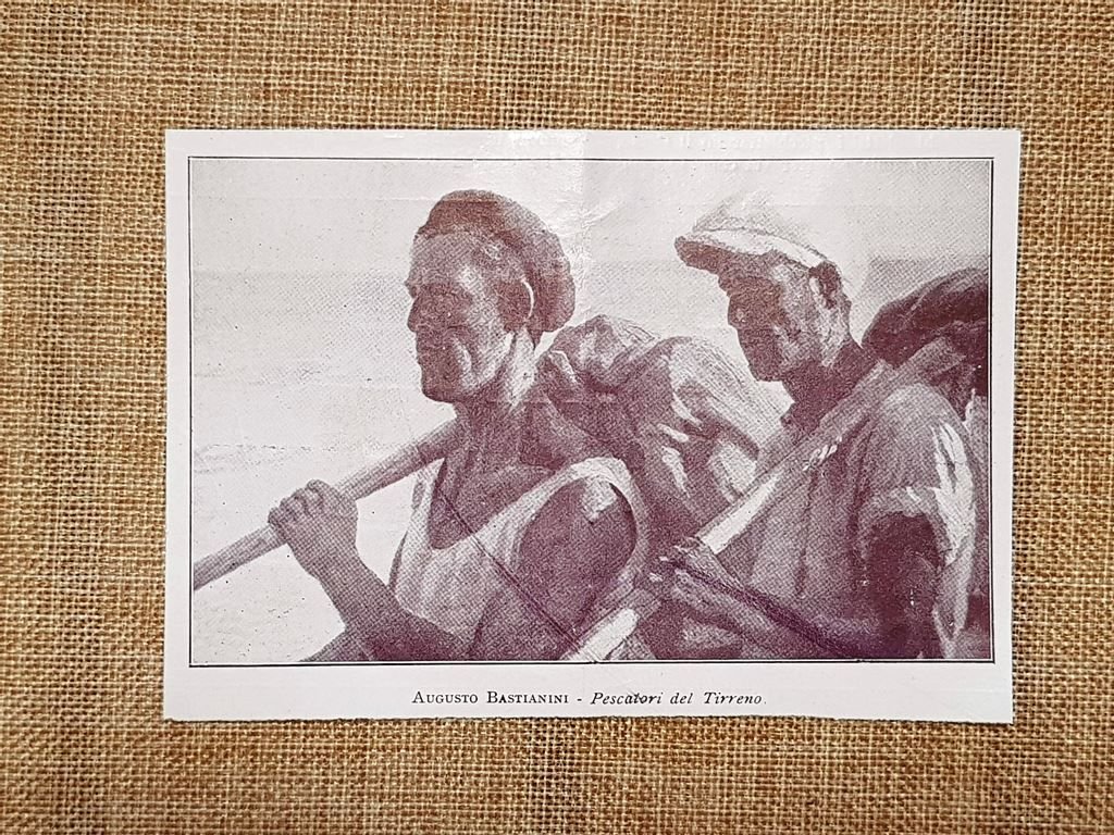 Pescatori del Tirreno Quadro di Augusto Bastianini Stampa del 1932